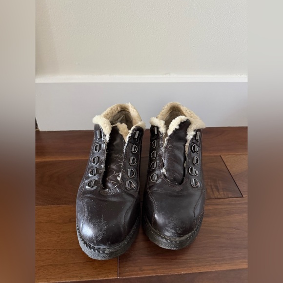 J.Crew Nordic Sherpa Lined Leather Boots Dark Brown Size 7 Hiking Style - Picture 3 of 9